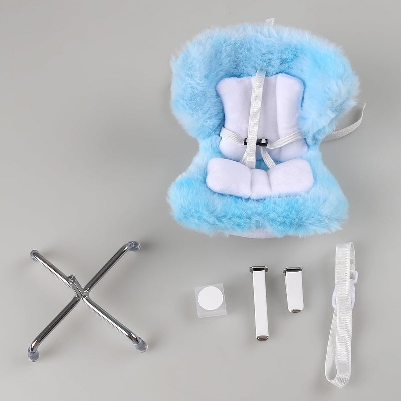 Walant Doll Car Seat Compatible with Labubu, Chair for 10-17cm Dolls - Adjustable Safety Strap, Air Vent Clip & Desktop Stand, Soft Cushion, Cute Car Ornament Gift for Collectors & Fans (Blue Ombre) - Image 3
